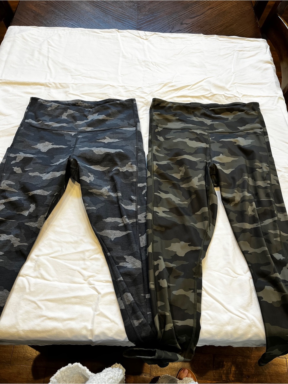 Athleta Camo High-Waist Leggings Two Pair - Charcoal/Gray & Green/Olive Camo